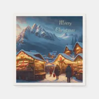 Christmas market in the mountains - custom  napkins