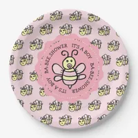Pink Honey Bee Girl's Baby Shower Paper Plates