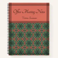 Vintage Stylish Notebook in Green and Rusty Pink