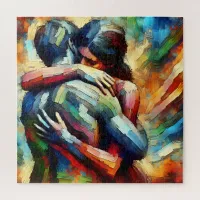 Lover's Embracing ai Oil Paint Style Jigsaw Puzzle