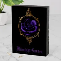 Goth Purple Rose Midnight Garden  Wooden Box Sign