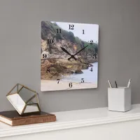 Coruna, Spain | Cliffs And Scenic Ocean View Square Wall Clock