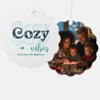 Nordic Winter Cozy Vibes Retro Christmas Photo Ornament Card