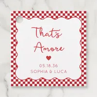 "That's Amore" Chic Red Checkered Italian Wedding Favor Tags