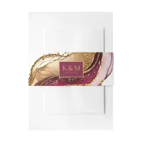 Abstract Sparkling Wedding Wine Red ID1018 Invitation Belly Band