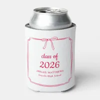 Elegant Whimsical Bow Red Custom Graduation Favor Can Cooler