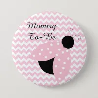 "Mommy To Be" Pink Ladybug Baby Shower Button