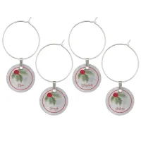 Winter Holly Design Wine Charm