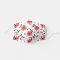 Botanical Red And Black Spring Floral Flower Adult Cloth Face Mask