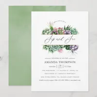 Succulent Geometric Baby Shower Sip and See Invitation