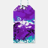 Personalized Purple Waves Fluid Art Birthday   Gift Tags
