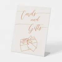 Terracotta Simple Script Cards And Gifts Wedding  Pedestal Sign