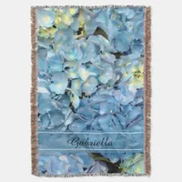 Blue Hydrangea Flower Blossom Throw Blanket