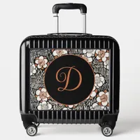 Japanese Black and Red Floral Pattern Personalized Luggage