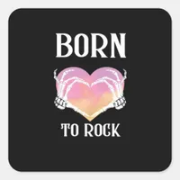 Skeleton Hands Heart Graphic Minimal Style Square Sticker