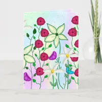 Happy Birthday,  Pretty Floral Watercolor Card
