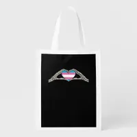 Bone Hands Heart Transgender Goth Minimal Style Grocery Bag