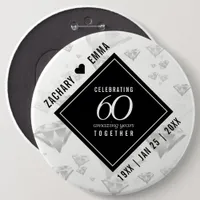 Elegant 60th Diamond Wedding Anniversary Button