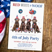 4th Of July Red White & Woof Patriotic Dogs Party Invitation