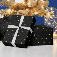 Black And Golden Stars Pattern Wrapping Paper