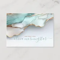 Stunning Opalescent Teal Gold Fluid Alcohol Ink Business Card
