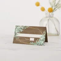 Rustic Wood Greenery Eucalyptus Geometric Wedding Place Card