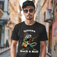 Rockstar Iguana in a Colorful Music Burst T-Shirt