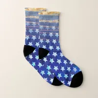 Gold Brush Watercolor Stars  Socks