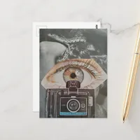 Eyeball and Snake Retro Camera surreal collage art Postcard