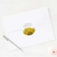 Yellow Sunflower Return Address Classic Round Sticker