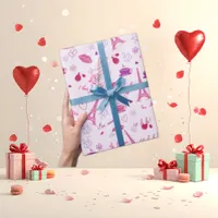 Parisian Pink Eiffel Tower Love Icon Wrapping Paper