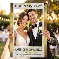 Elegant 3rd Leather Wedding Anniversary Selfie Frame
