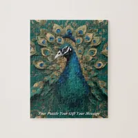 Beautiful Cute Boho peacock bird Jigsaw Puzzle
