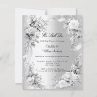 Silver florals wedding vow renewal