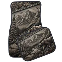 Leather Look Bear in Nature Car Floor Mat