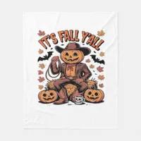 It’s Fall Y’all Western Cowboy Pumpkin Halloween Fleece Blanket
