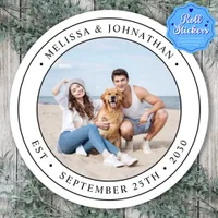 Custom Photo Modern Wedding  Classic Round Sticker