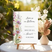 Guest book Love in bloom pink purple Bridal Shower