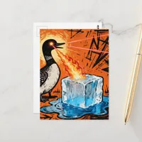 An Angry Minnesota Loon Melting Ice with lazer eye Postcard