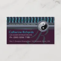 Modern Reiki YinYang Teal+Plum Sparkle Pattern Business Card