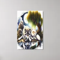 Moonlit Serenity A Slumbering Wolf24x36 Canvas Print