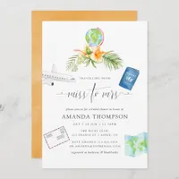 Watercolor Tropical Miss To Mrs Bridal Shower Invitation