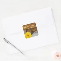 Yellow Daisy and Horseshoe Country Western Wedding Square Sticker