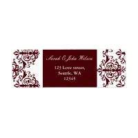 red damask address  label