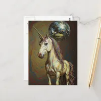 Silly unicorn at the disco postcard
