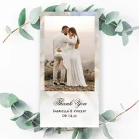 White Floral Wedding Thank You Photo Card