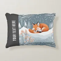 Fox Asleep in Winter Snow Cute Cozy Christmas Accent Pillow