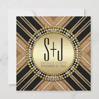 Art Deco Style Black Gold Dinner Party Invitation