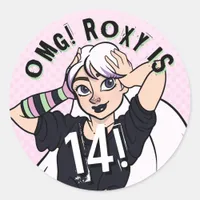 Cute Punk Teen Girl Pink Name 14th Birthday Classic Round Sticker