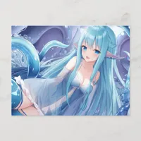 Sexy Anime Elf Woman in Blue Postcard